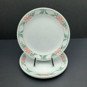 Corelle Island Breeze Dinner Plates Corning Peach Flowers Green Leaves Plates
